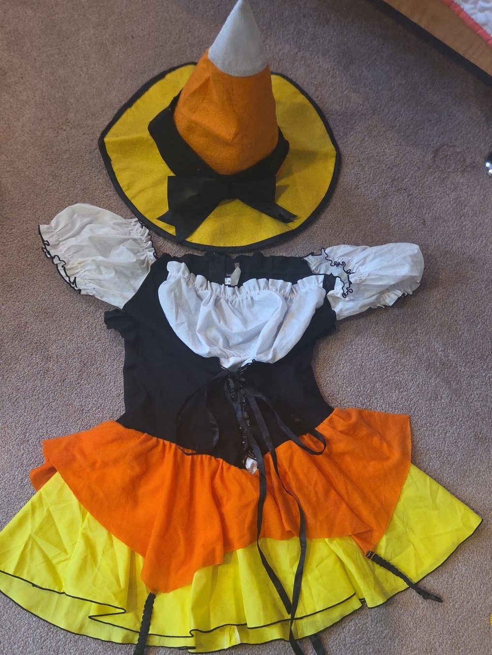 Orange & Yellow Witch Costume with Black Bodice
